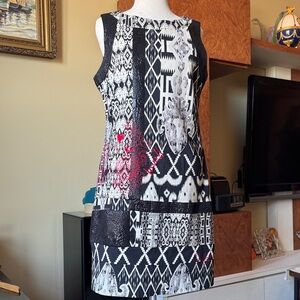 Desigual Black and White Geometric Dress